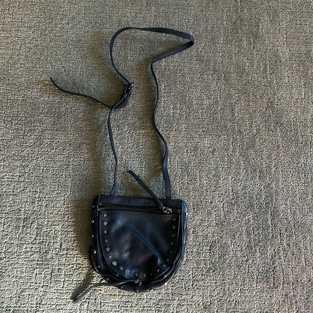 Small black leather crossbody bag